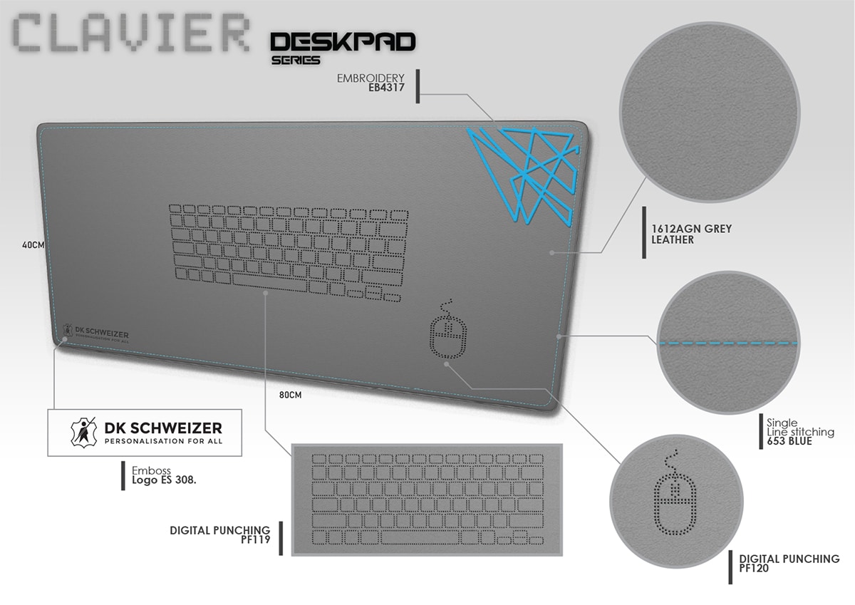Leather Deskpad – Clavier Design (Free Mousepad & Free Shipping)
